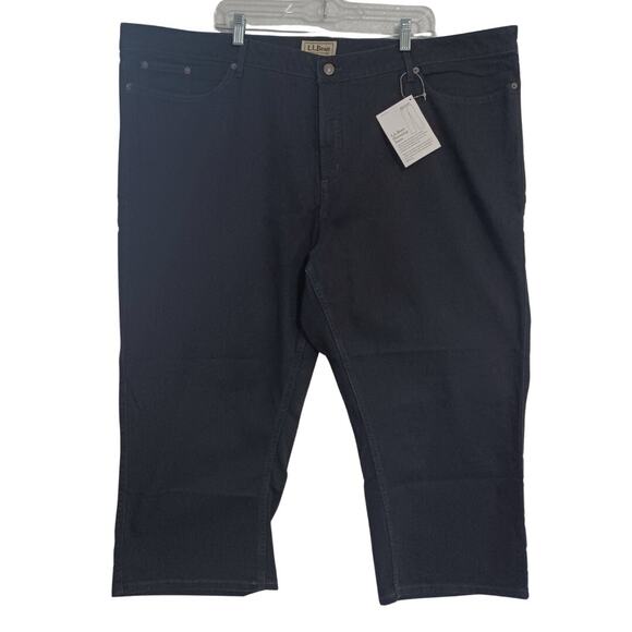 L.L. Bean Favorite Fit Straight Slimming Jeans Women’s Size 26 Black Capri NEW - Picture 1 of 9